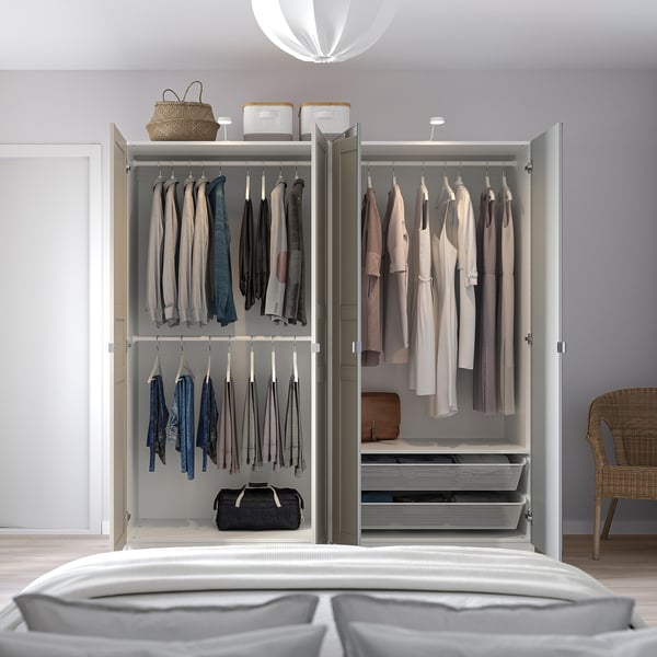 PAX / FLISBERGET/VIKEDAL Combinaison armoire, blanc/beige clair miroir