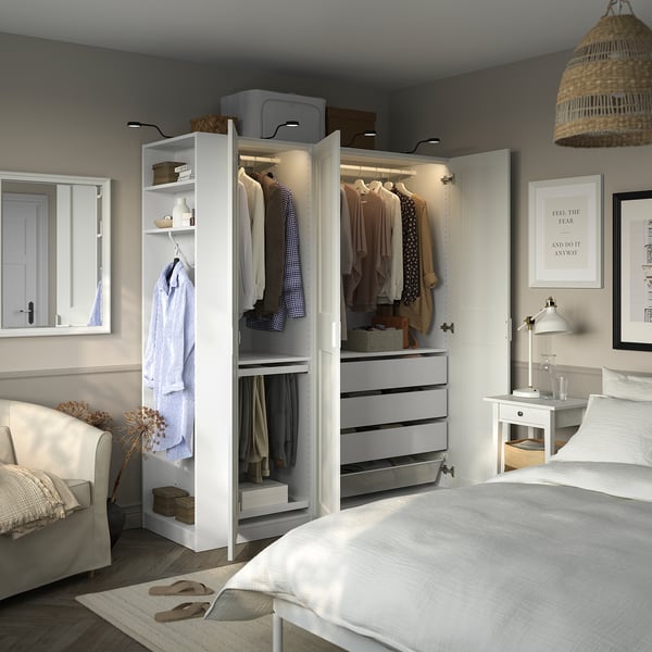 PAX / GRIMO Combinaison armoire, blanc blanc/blanc, 170x60x201 cm