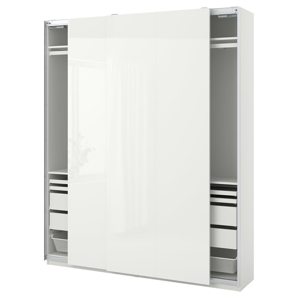 Pax Hasvik Combinaison Armoire Blanc Brillant Blanc 200x44x236 Cm Ikea