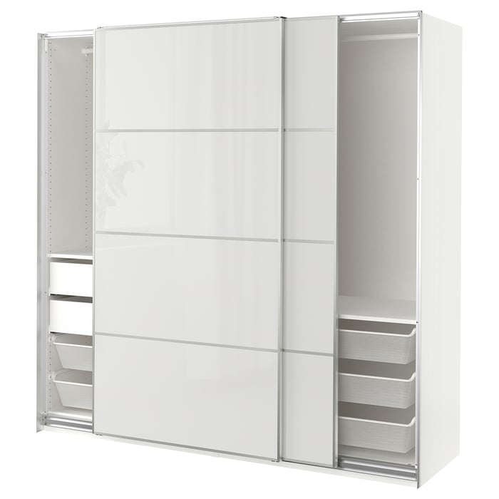 PAX / HOKKSUND combinaison armoire, blanc/brillant gris clair ...