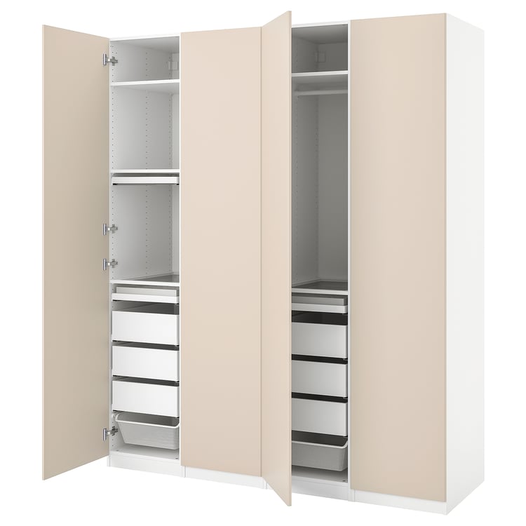 PAX / REINSVOLL Combinaison armoire, blanc/grisbeige, 200x60x236 cm IKEA
