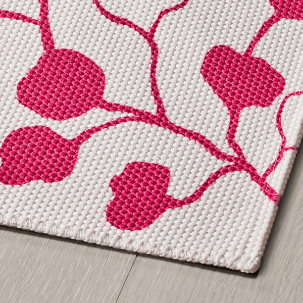 PERSIKOTRÄD Tapis tissé à plat, rose/motif feuille, 60x90 cm