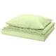 Parure de lit PILTANDVINGE verte. Comprend une couette et des taies d’oreiller. Mélange lisse de polyester et de viscose. Fermeture enveloppe infroissable.