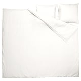 Parure de couette blanche PILTANDVINGE, tissu lisse, forme rectangulaire, 2 oreillers, fermeture apparente.