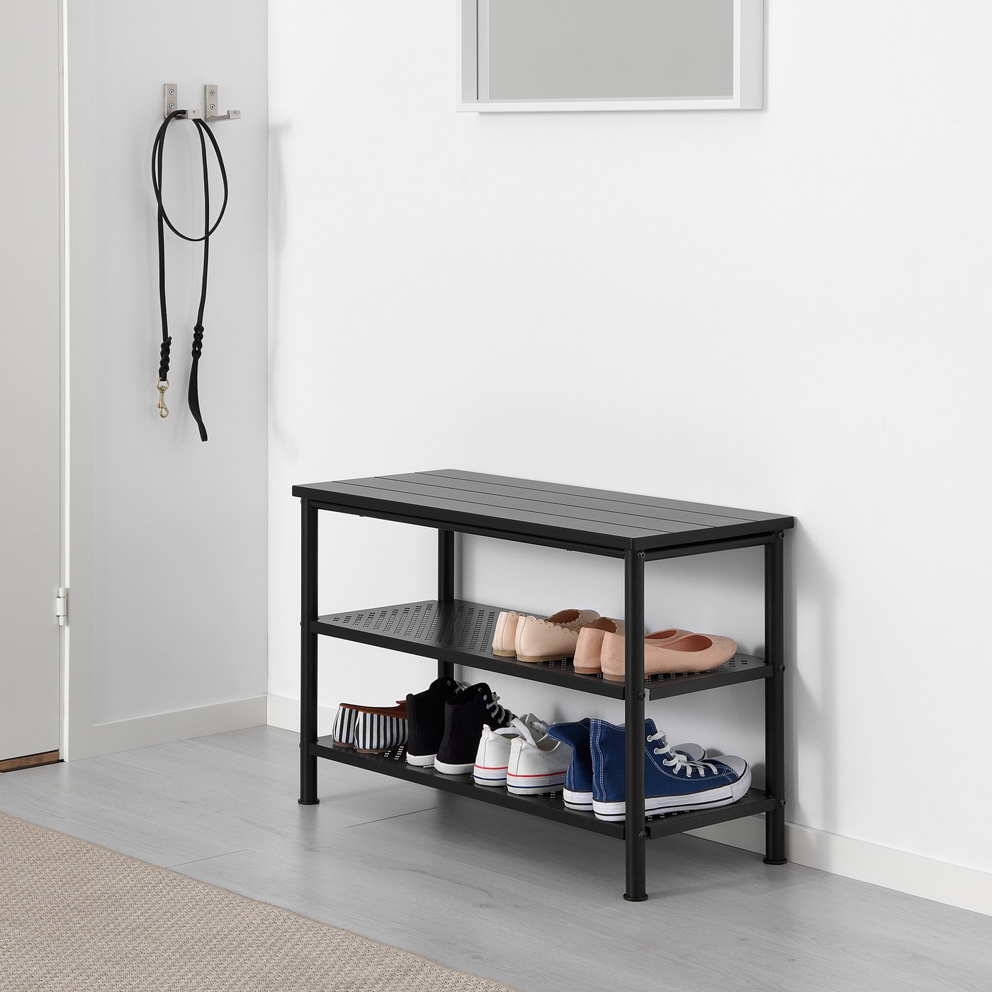 Pinnig Banc Avec Rangement Chaussures Noir Ikea