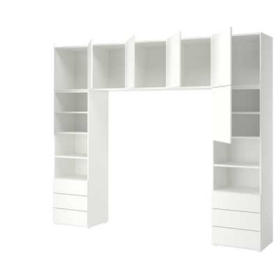 PLATSA Armoire 7 portes + 6 tiroirs, blanc/Fonnes blanc, 300x42x241 cm