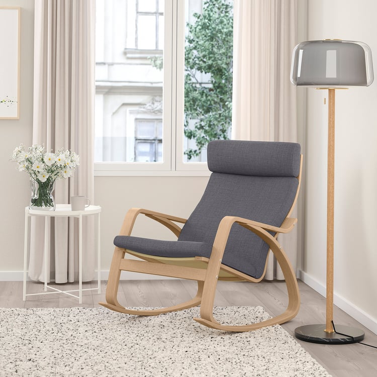 Fauteuil IKEA Poäng D'occasion – Chêne Clair Et Coussin Gris Clair, Super Confortable !