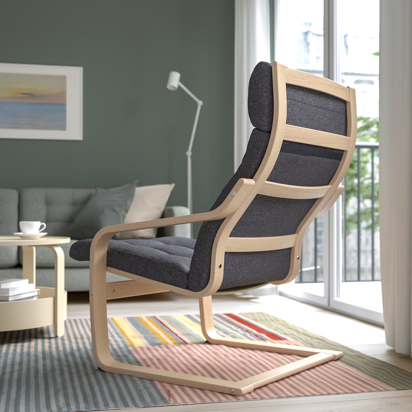 POÄNG Fauteuil POÄNG plaqué chêne blanchi, Hillared