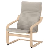 POÄNG Fauteuil, plaqué chêne blanchi/Knisa beige clair