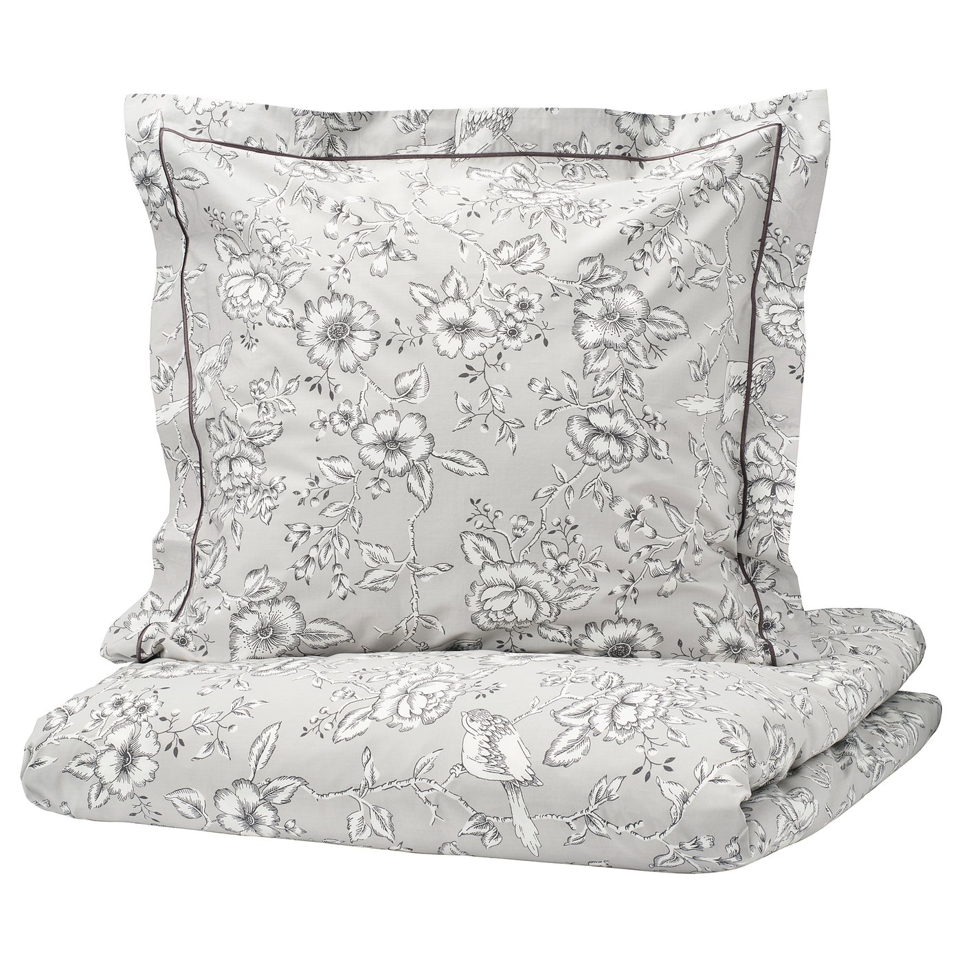 PRAKTBRÄCKA Housse de couette et taie - gris clair, blanc ...