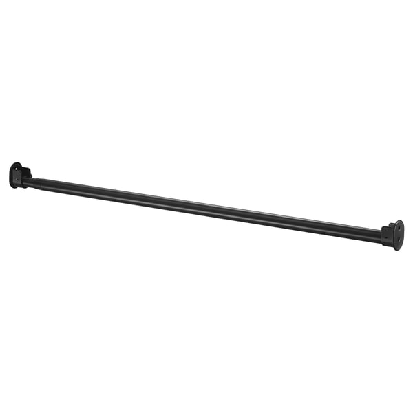 RÄCKA Combinaison tringle à rideaux, avec supports latéraux mur à mur/noir, 70-120 cm