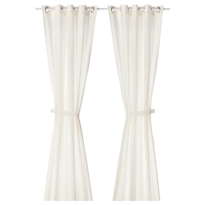 RITVA Rideaux+embrasses, 2 pcs, blanc/avec oeillets, 145x250 cm