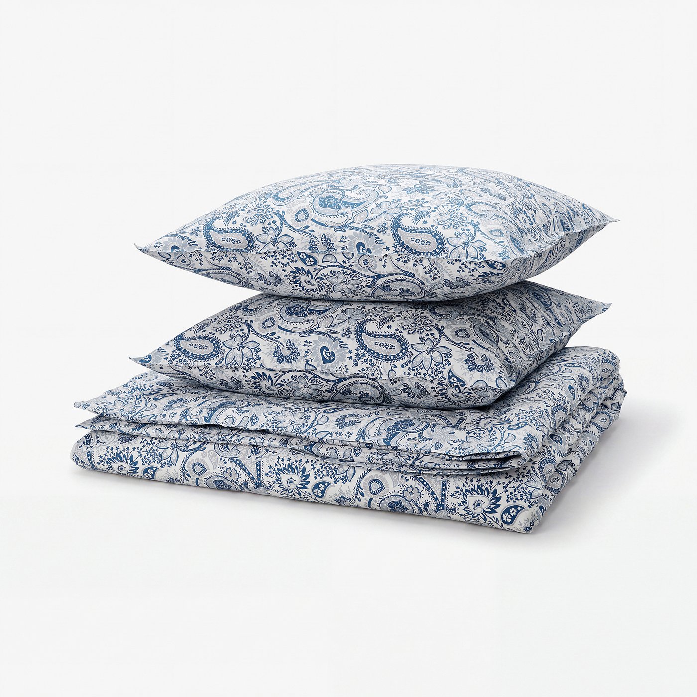 RODGERSIA Housse de couette et 2 taies, bleu/blanc, 260x240/65x65 cm
