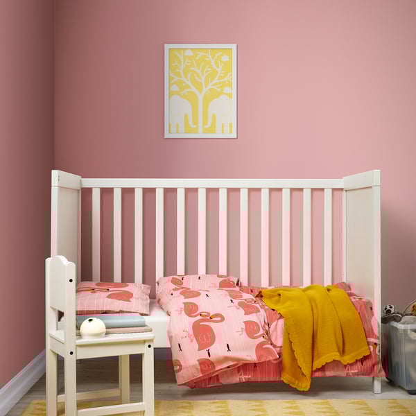 Rorande Housse Couette 1 Taie Pour Lit Bebe Flamant Rose 110x125 35x55 Cm Ikea