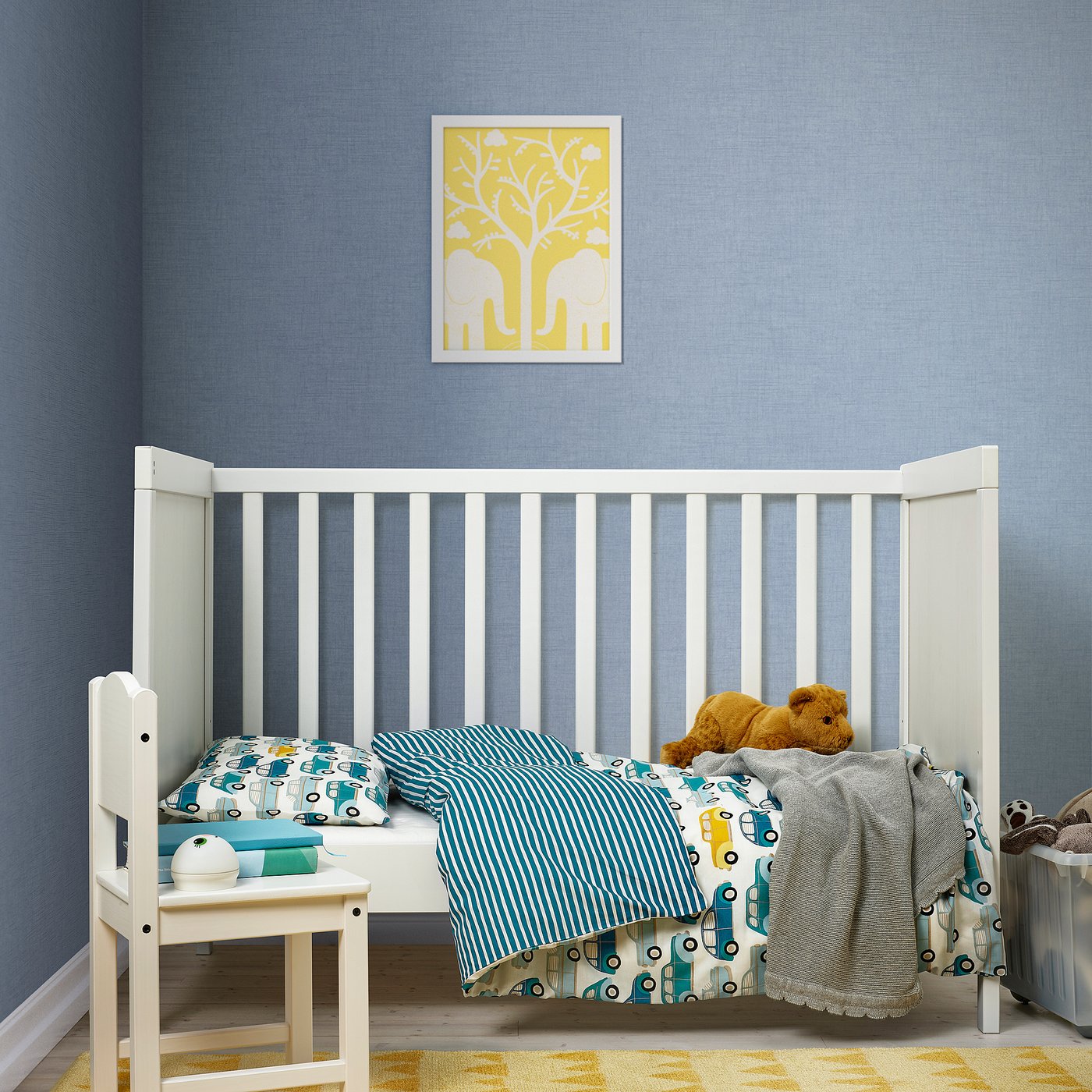 Rorande Housse Couette Et Taie Bebe Voitures Bleu 110x125 35x55 Cm Ikea
