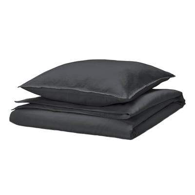 RUNDHAGTORN ensemble de couette anthracite, soigneusement plié ; Mélange doux lin-coton, froissés-chics, matières naturelles.