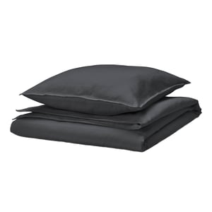 RUNDHAGTORN ensemble de couette anthracite, soigneusement plié ; Mélange doux lin-coton, froissés-chics, matières naturelles.