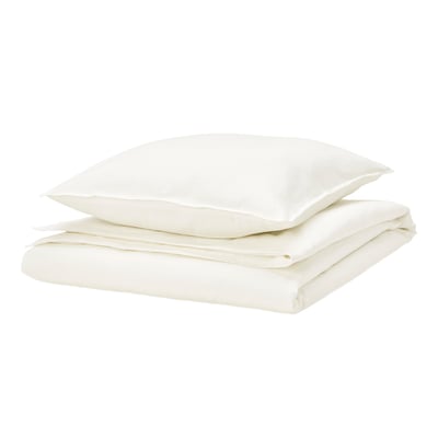 RUNDHAGTORN parure de couette blanche, nette, pliée, design minimaliste, matériaux naturels.
