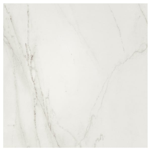 Panneau mural Runsäck : porcelaine haute pression effet marbre blanc, carré, sans couture.