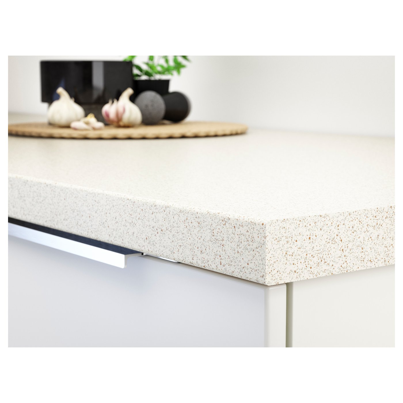 Saljan Plan De Travail Blanc Motif Pierre Stratifie 186x3 Ikea