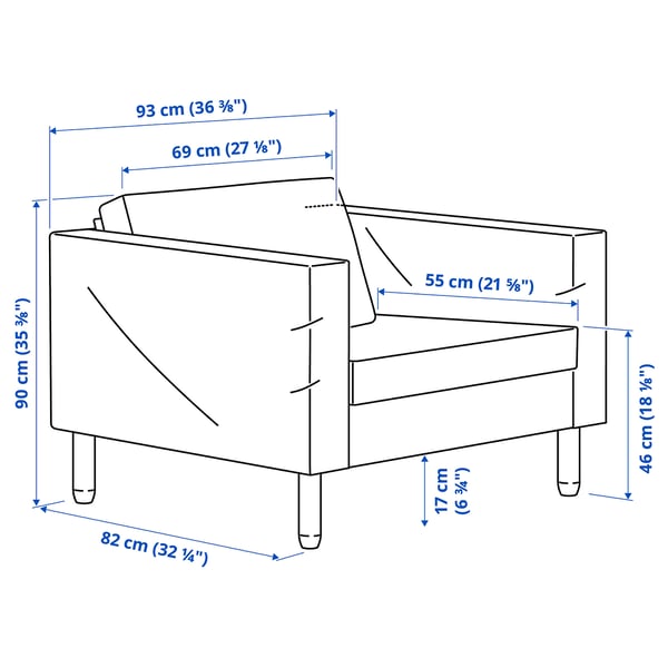 SALTSJÖBADEN Fauteuil, Fridtuna bleu gris foncé