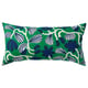 SANDMOTT coussin floral vert-bleu, rectangulaire, 100 % coton, motif de feuilles vibrantes.
