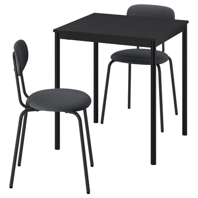 SANDSBERG Table et 2 chaises, noir noir/Remmarn anthracite anthracite, 67x67 cm