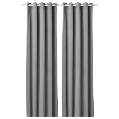 Rideaux gris SANDSVINGEL, 2 panneaux avec œillets en acier inoxydable, texture douce et veloutée.