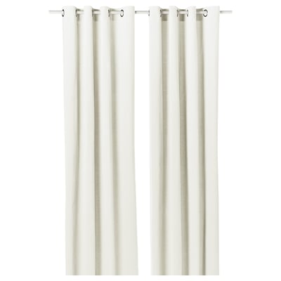 Rideaux SANELA blanc cassé, velours pur coton, design œillets, plis élégants, lumière filtrante.