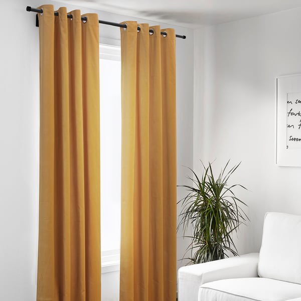Sanela Rideaux 2 Pieces Brun Dore Avec Oeillets 140x300 Cm Ikea