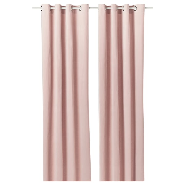 SANELA : rideaux en velours rose avec trous d’œillets au design moderne et simple.