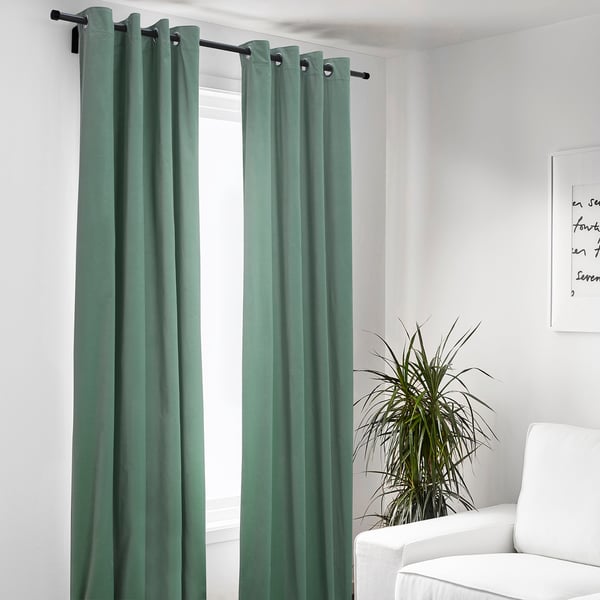 Sanela Rideaux 2 Pieces Vert Clair Avec Oeillets 140x300 Cm Ikea