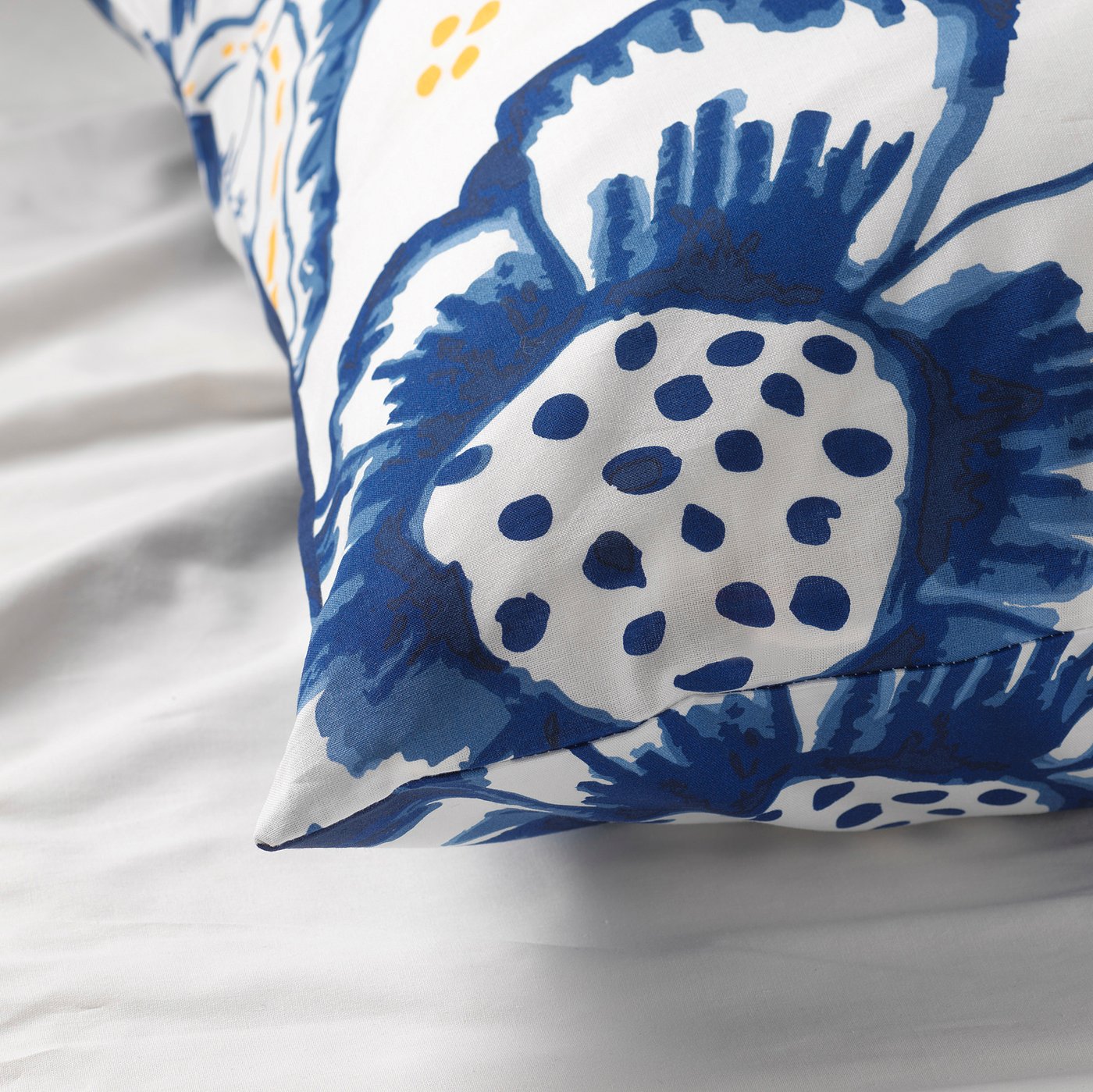 Sanglarka Housse Couette Taie Fleur Bleu Fonce Blanc 150x200 65x65 Cm Ikea
