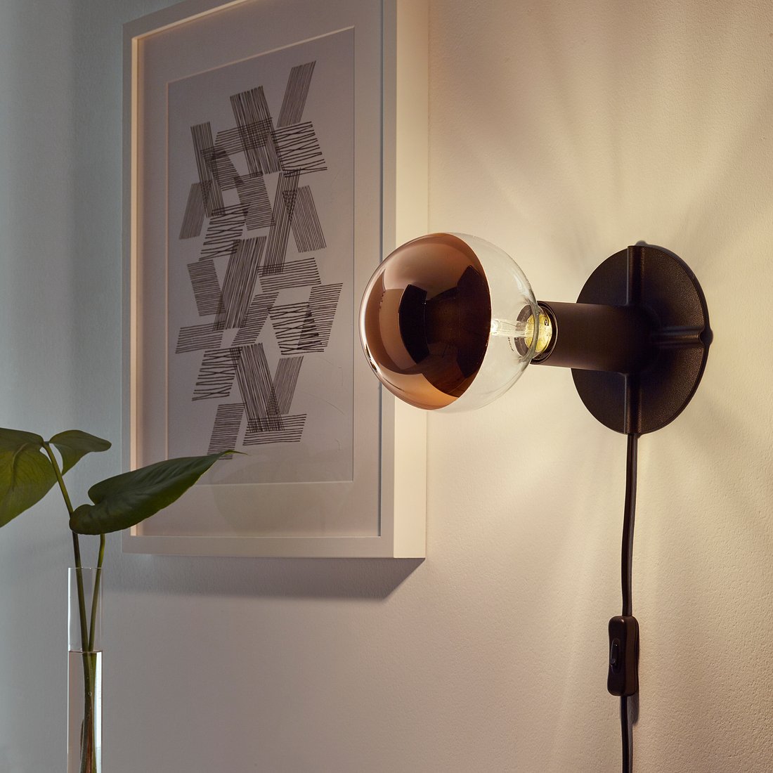 SILLBO Ampoule LED E27 370 lumen, globe, rose doré effet miroir, 125 mm