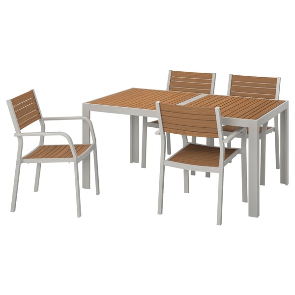 Sjalland Table 4 Chaises Exterieur Brun Clair Gris Clair Ikea