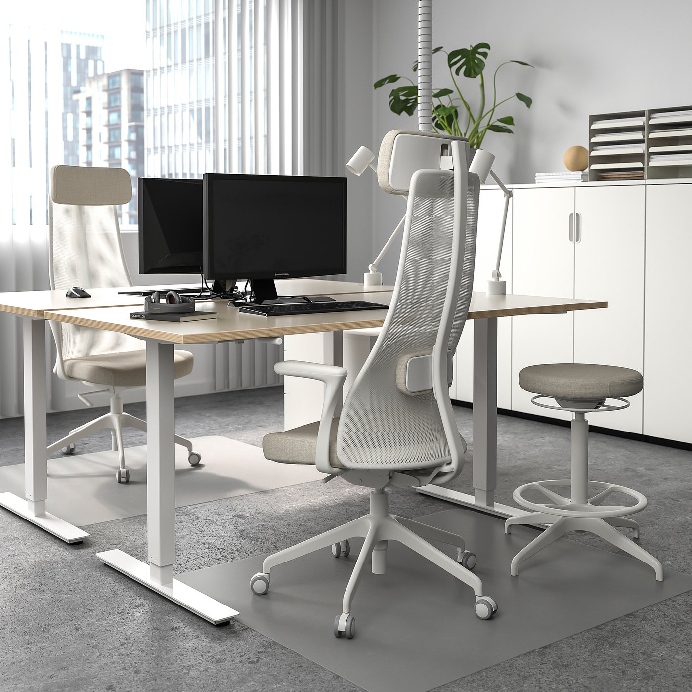 Skarsta Bureau Assis Debout Beige Blanc 160x80 Cm Ikea