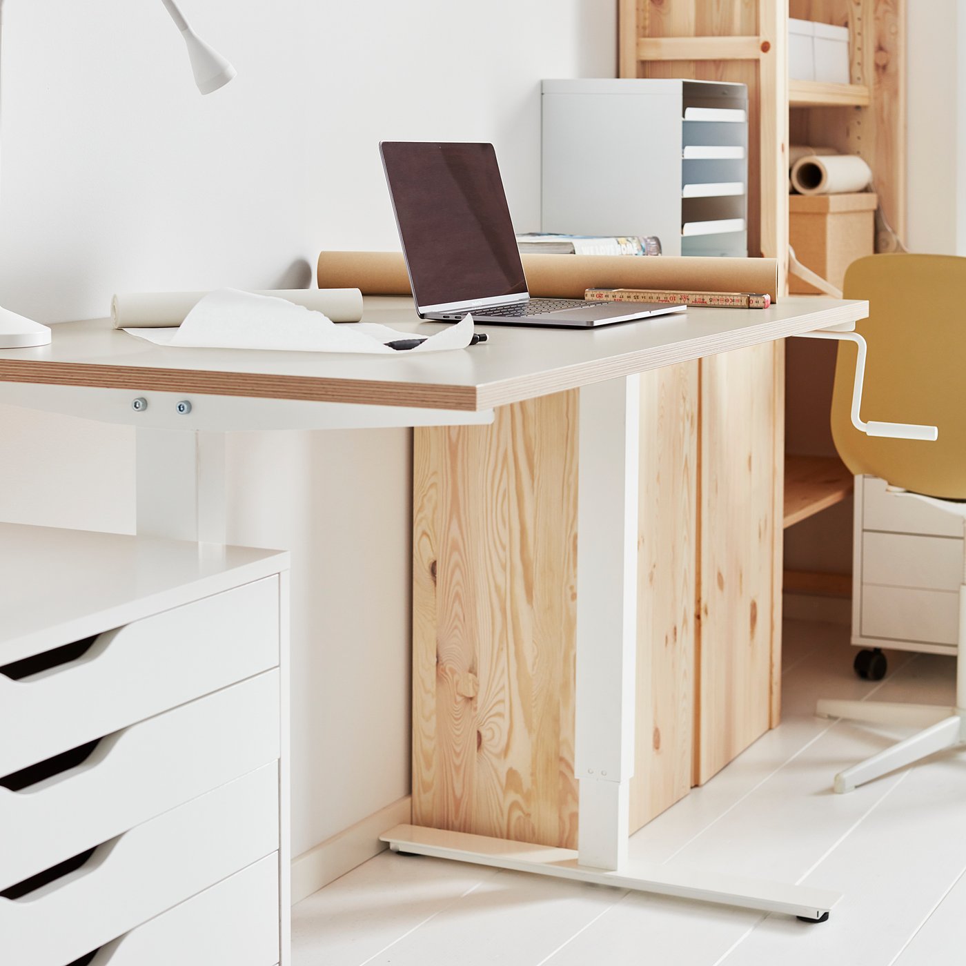 Skarsta Bureau Assis Debout Beige Blanc 120x70 Cm Ikea