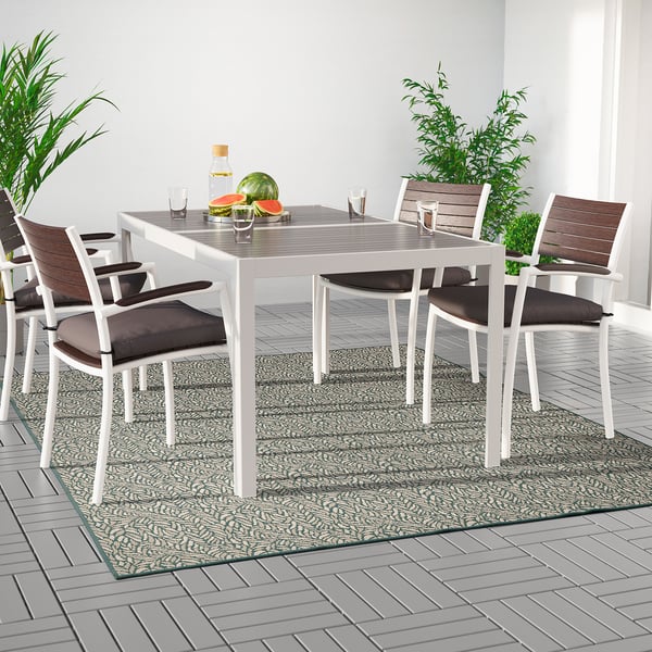 Tapis Salle à Manger Facile à Nettoyer Skelund Tapis Tisse A Plat Int Exterieur Vert Beige Ikea