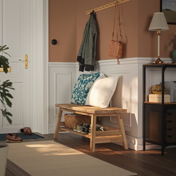 SKOGSTA Banc avec rangement, acacia, 120 cm