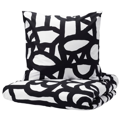 Skuggbracka Housse Couette 2 Taies Blanc Noir 260x240 65x65 Cm Ikea Eminza vous propose des housses de couette 260 x 240 avec rabat ou fermeture. skuggbracka housse de couette et 2 taies blanc noir 260x240 65x65 cm
