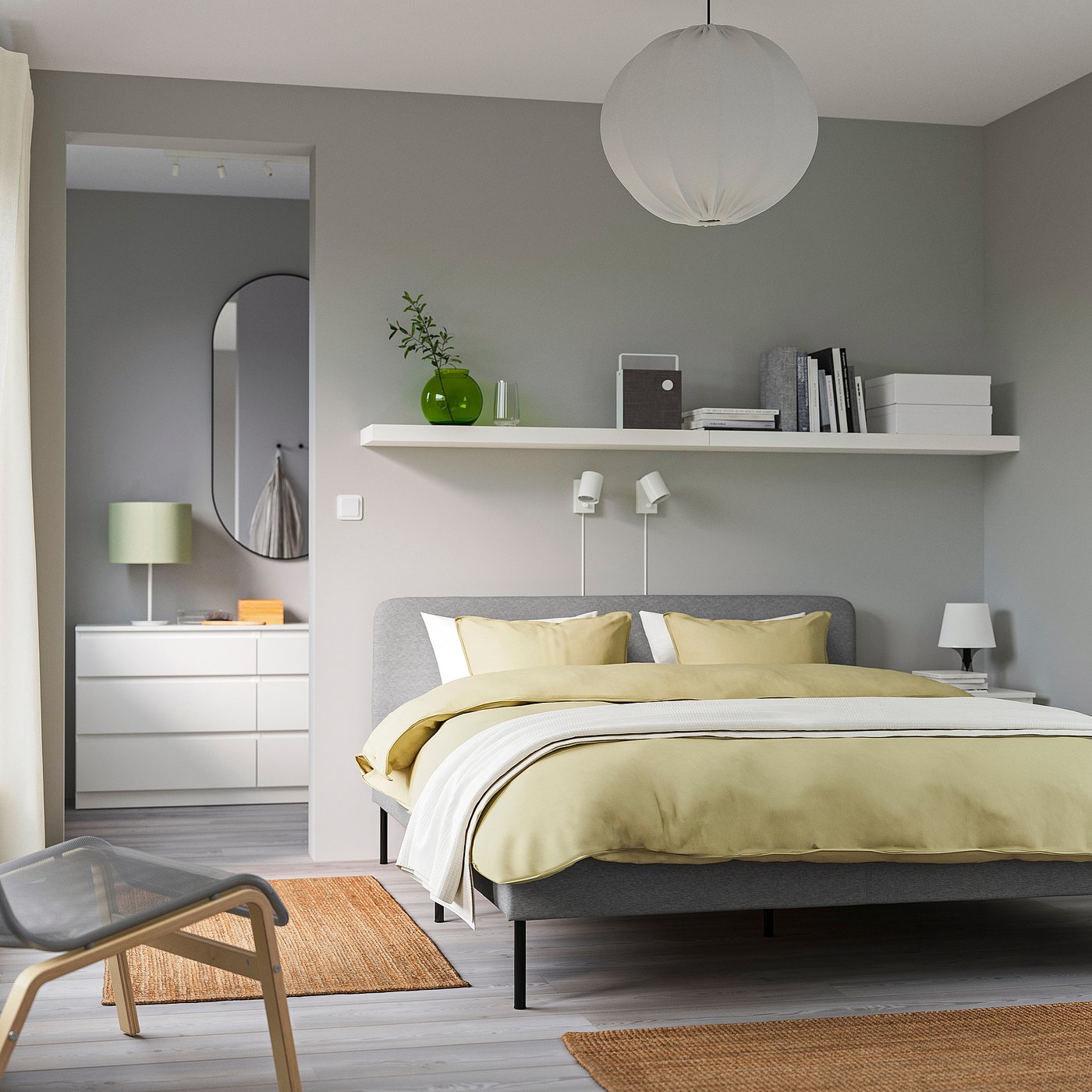 SLATTUM Cadre de lit matelassé, Knisa gris clair, 160x200 cm - IKEA