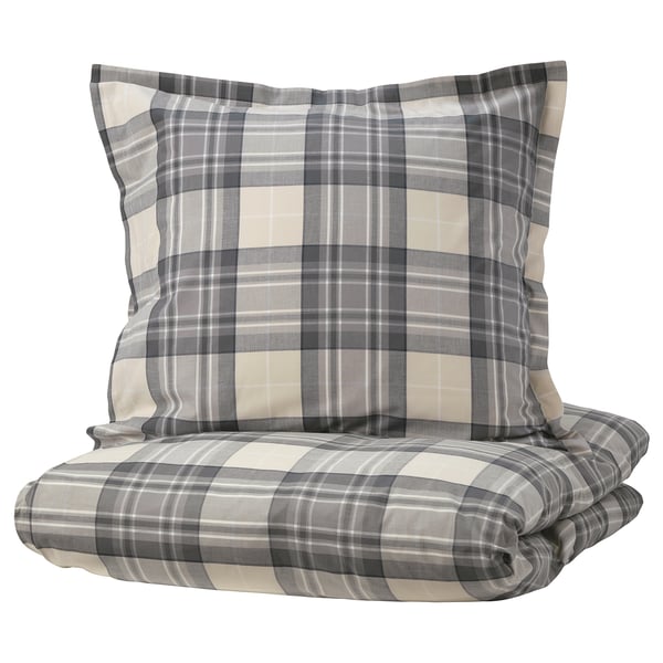 smalruta housse couette 2 taies gris carreaux 240x220 65x65 cm ikea