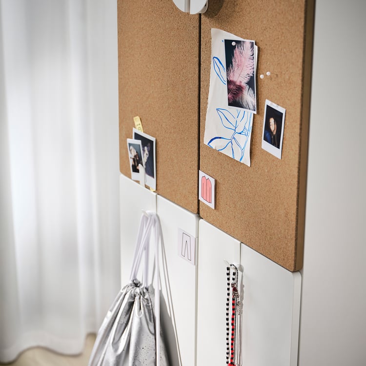 SMÅSTAD armoirependerie, blanc liège/avec 2 tringles à vêtements