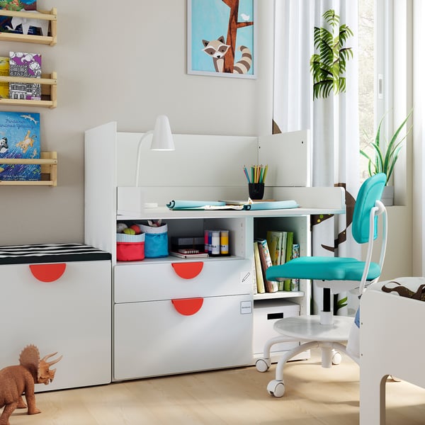 Smastad Bureau Blanc Blanc Avec 2 Tiroirs Ikea