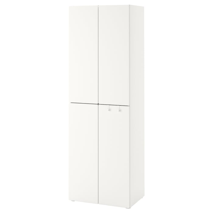 SMÅSTAD / PLATSA armoirependerie, blanc blanc/avec 2 tringles à