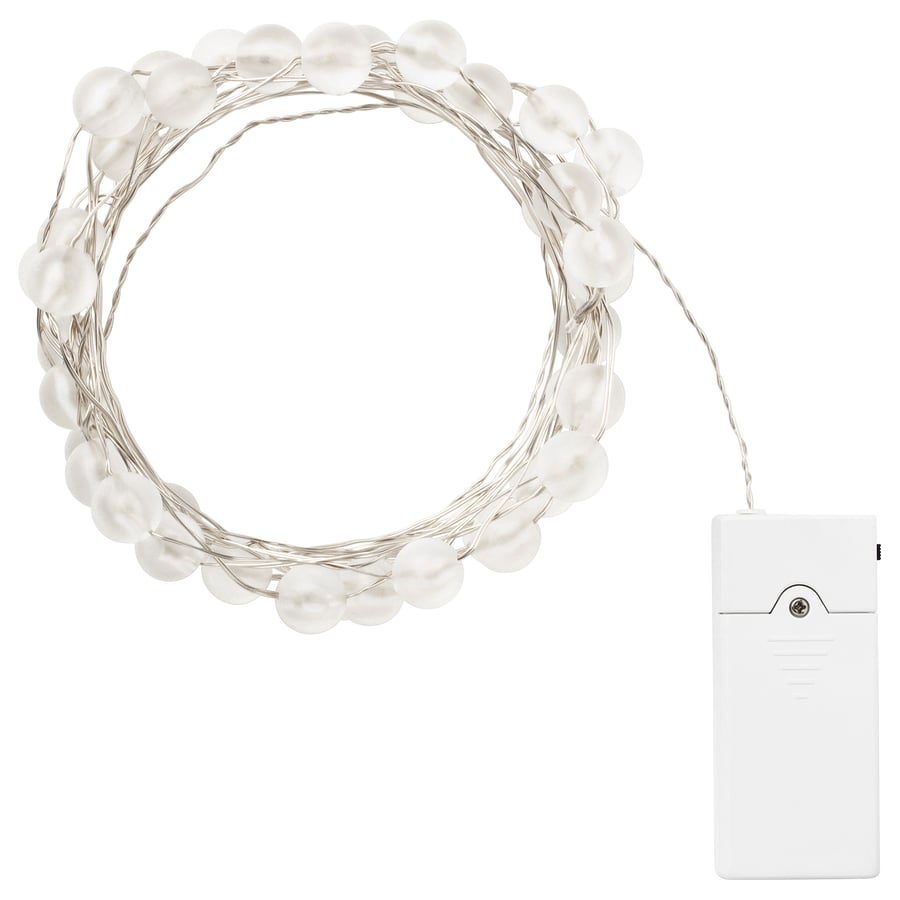 SNÖYRA Guirlande lumineuse LED 40 ampoules, intérieur, à pile couleur argent IKEA
