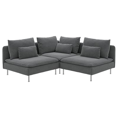 SÖDERHAMN Canapé d'angle, 3 places, Johanneshov gris foncé