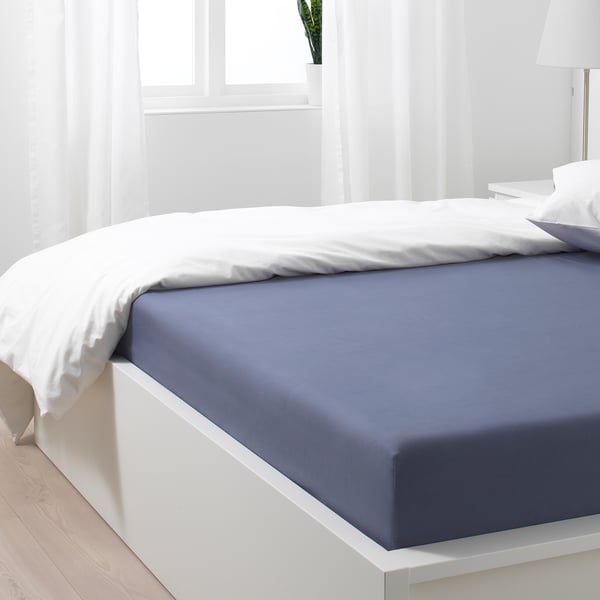 Somntuta Drap Housse Gris Bleu 140x200 Cm Ikea