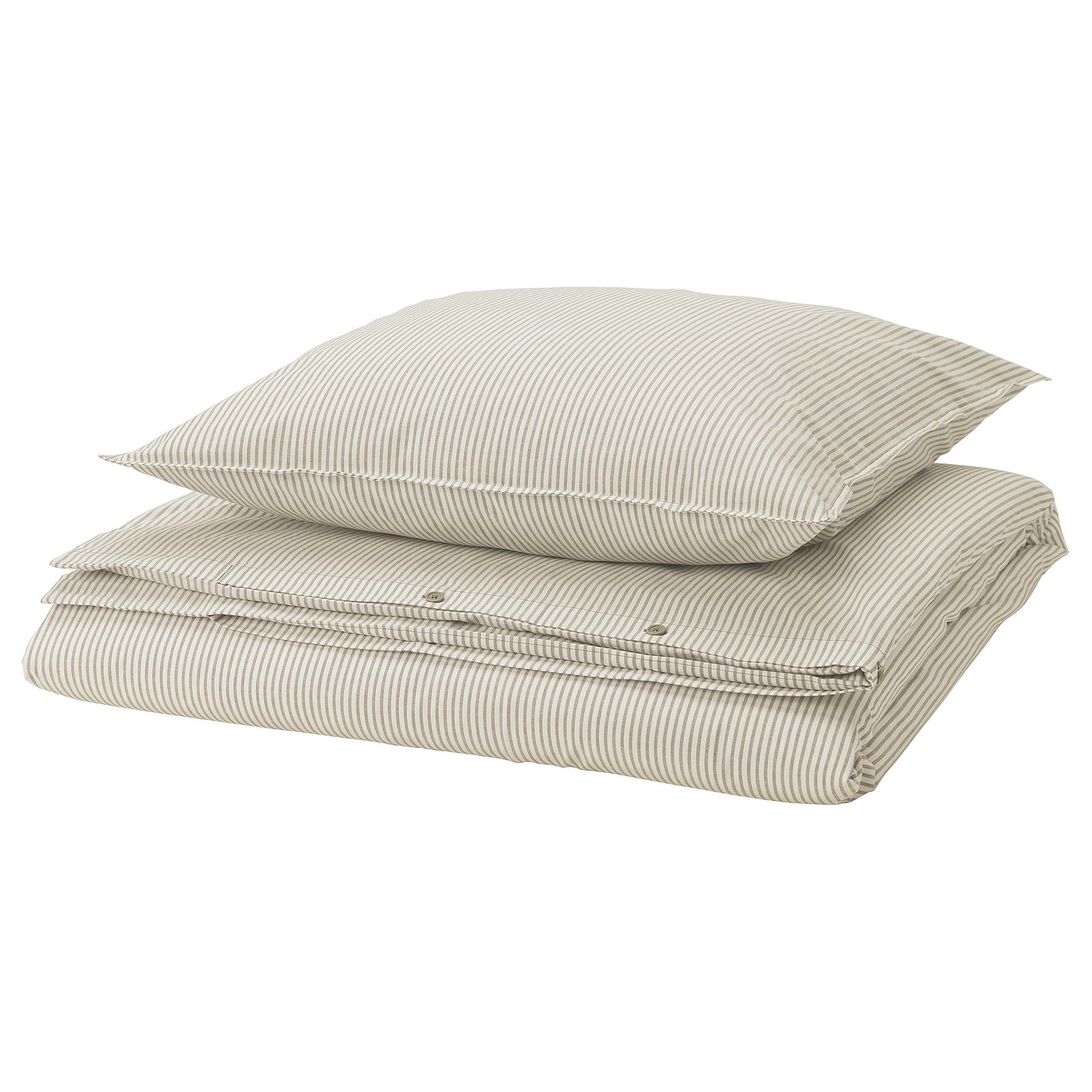 SOLFIBBLA Housse de couette et 1 taie - blanc beige/rayure 150x200/65x65 cm