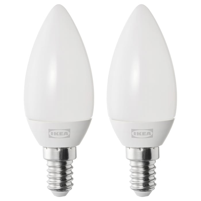 SOLHETTA Ampoule à LED E14 250 lumen, flamme/opalin IKEA